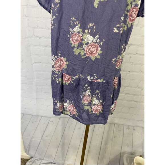 ⭐ 3/$15 Arizona Jean Co XL Purple Floral Ruffle Peplum Top With Short Sleeves - Picture 6 of 7